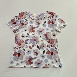 Ann Taylor Factory Garden Floral Tee Shirt Size Small Bold Print Classic Fit